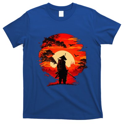 Japanese Samurai Fighter Martial Arts Retro Sunset T-Shirt