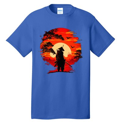 Japanese Samurai Fighter Martial Arts Retro Sunset Tall T-Shirt