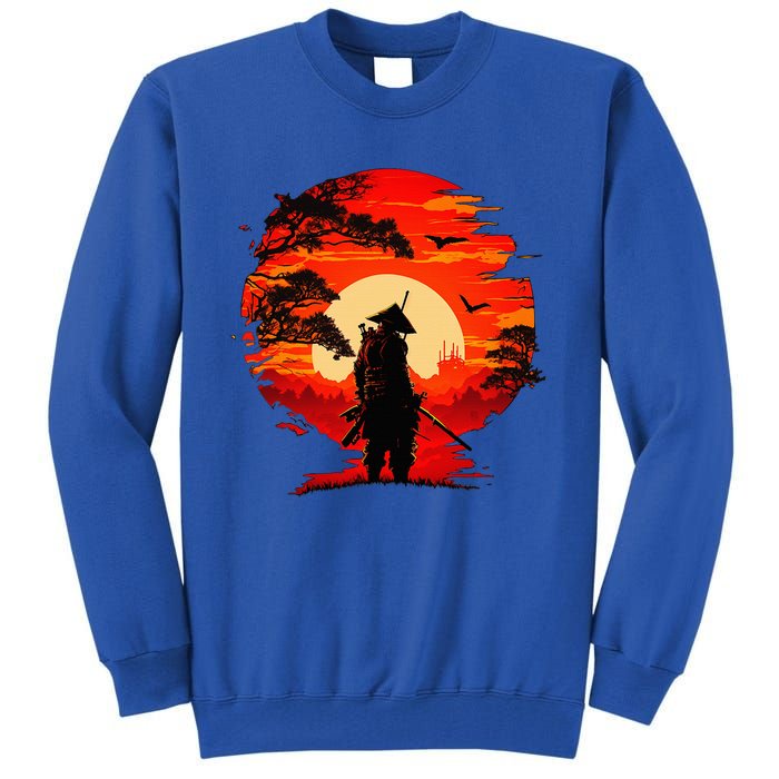 Japanese Samurai Fighter Martial Arts Retro Sunset Tall Sweatshirt