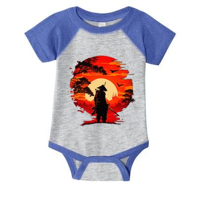 Japanese Samurai Fighter Martial Arts Retro Sunset Infant Baby Jersey Bodysuit