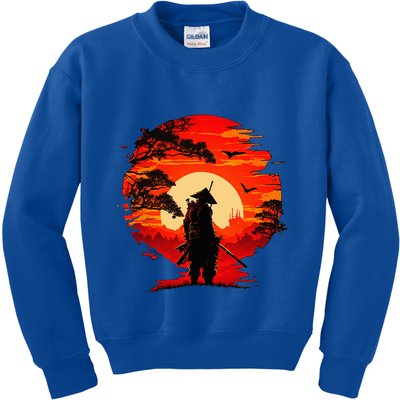 Japanese Samurai Fighter Martial Arts Retro Sunset Kids Sweatshirt