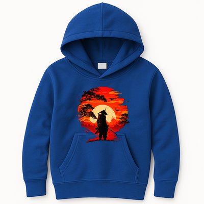 Japanese Samurai Fighter Martial Arts Retro Sunset Kids Hoodie