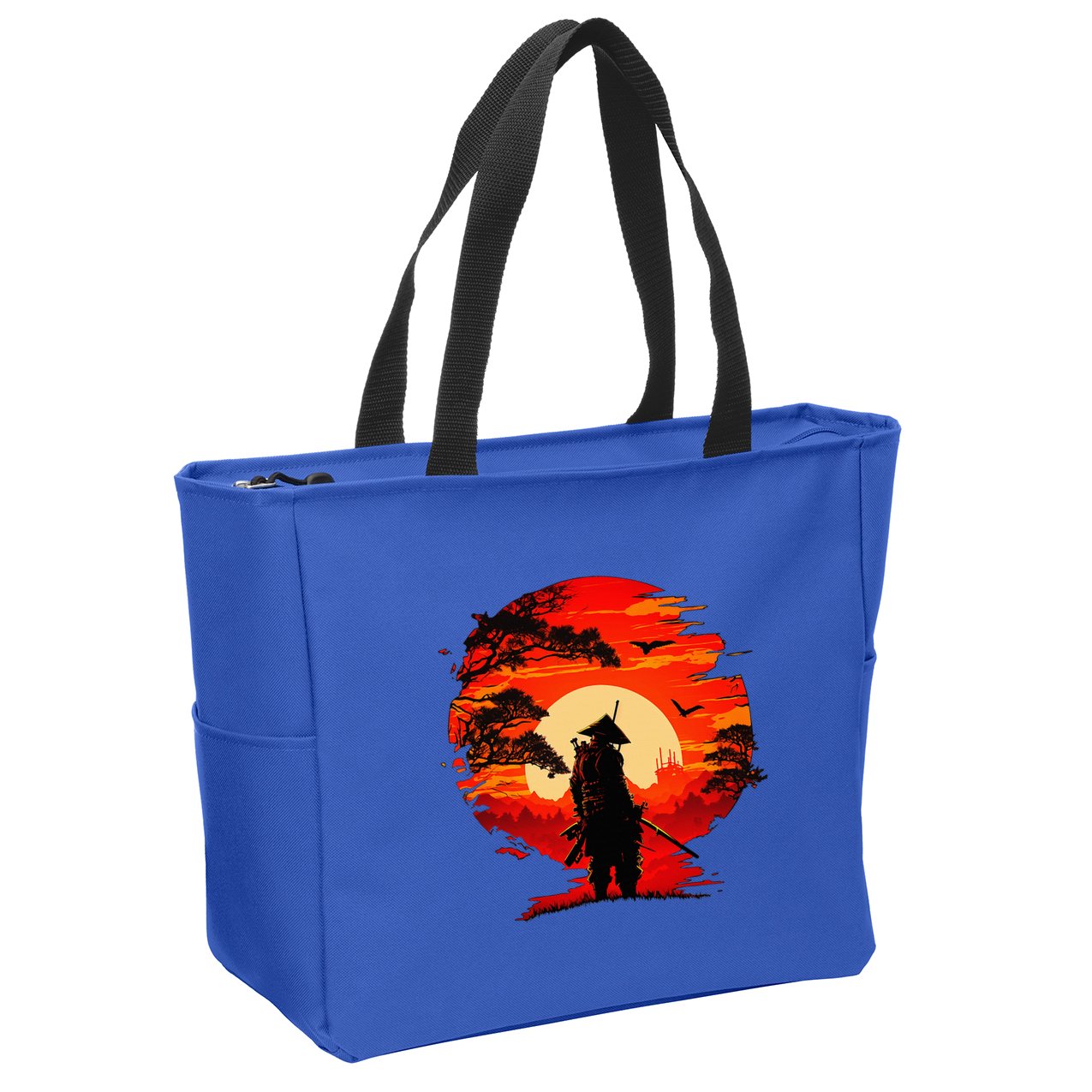 Japanese Samurai Fighter Martial Arts Retro Sunset Zip Tote Bag