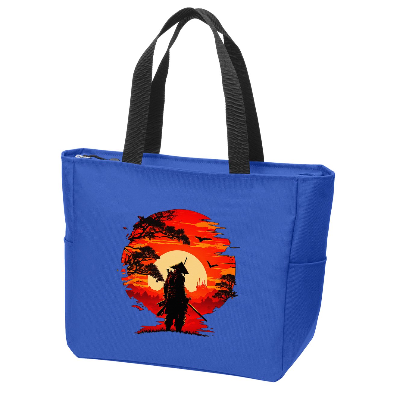 Japanese Samurai Fighter Martial Arts Retro Sunset Zip Tote Bag