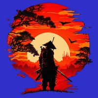 Japanese Samurai Fighter Martial Arts Retro Sunset Zip Tote Bag