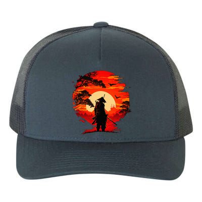 Japanese Samurai Fighter Martial Arts Retro Sunset Yupoong Adult 5-Panel Trucker Hat