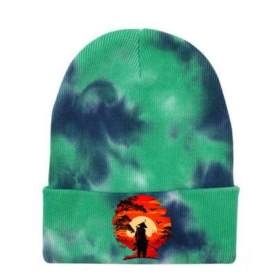 Japanese Samurai Fighter Martial Arts Retro Sunset Tie Dye 12in Knit Beanie