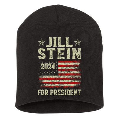 Jill Stein For President 2024 Green Party USA Flag Vintage  Short Acrylic Beanie