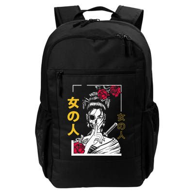 Japanese Samurai Floral Warrior Geisha Woman Daily Commute Backpack