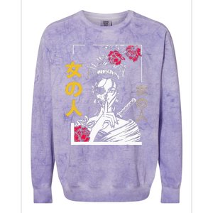 Japanese Samurai Floral Warrior Geisha Woman Tokyo Anime Colorblast Crewneck Sweatshirt