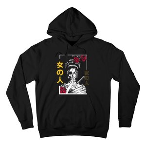 Japanese Samurai Floral Warrior Geisha Woman Tokyo Anime Hoodie