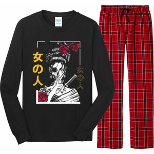 Japanese Samurai Floral Warrior Geisha Woman Tokyo Anime Long Sleeve Pajama Set