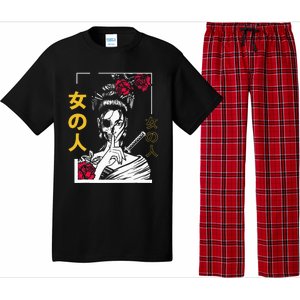 Japanese Samurai Floral Warrior Geisha Woman Tokyo Anime Pajama Set