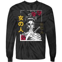 Japanese Samurai Floral Warrior Geisha Woman Tokyo Anime Tie-Dye Long Sleeve Shirt