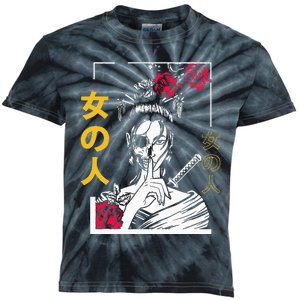 Japanese Samurai Floral Warrior Geisha Woman Tokyo Anime Kids Tie-Dye T-Shirt