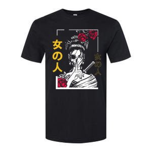 Japanese Samurai Floral Warrior Geisha Woman Tokyo Anime Softstyle CVC T-Shirt