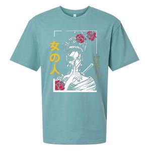 Japanese Samurai Floral Warrior Geisha Woman Tokyo Anime Sueded Cloud Jersey T-Shirt