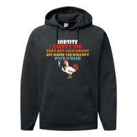 Jobsite Safety Funny Tip DonT Put Your Fingers Performance Fleece Hoodie