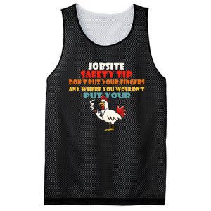 Jobsite Safety Funny Tip DonT Put Your Fingers Mesh Reversible Basketball Jersey Tank