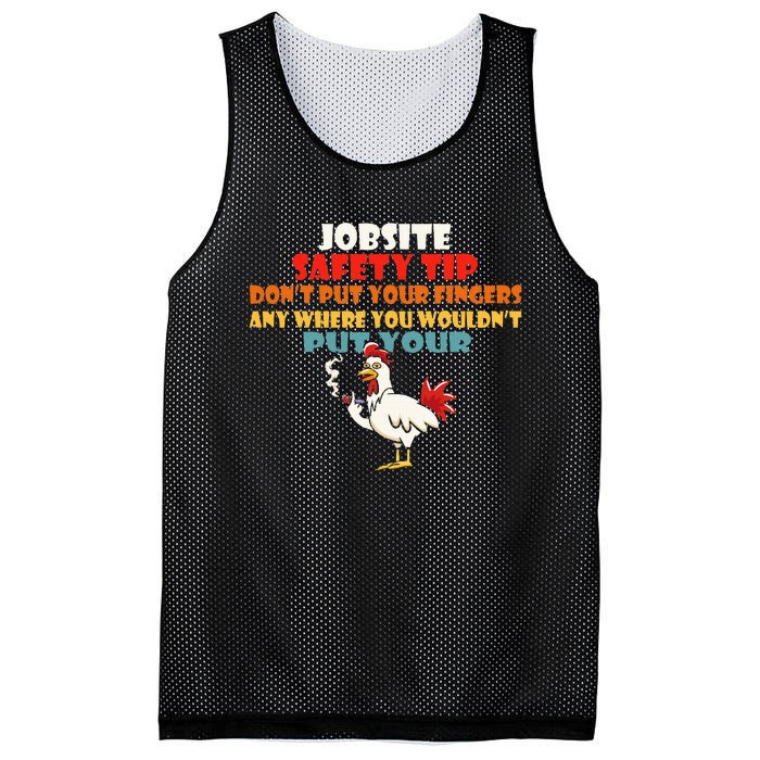 Jobsite Safety Funny Tip DonT Put Your Fingers Mesh Reversible Basketball Jersey Tank