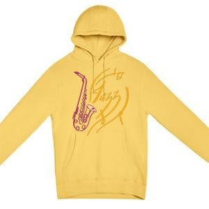 Jazz Saxophone For Jazz Music Lover Sax Musician Great Gift Premium Pullover Hoodie