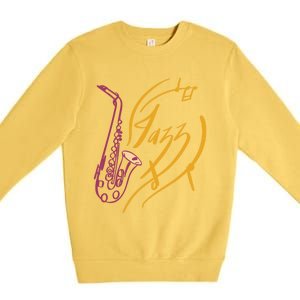 Jazz Saxophone For Jazz Music Lover Sax Musician Great Gift Premium Crewneck Sweatshirt