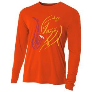 Jazz Saxophone For Jazz Music Lover Sax Musician Great Gift Cooling Performance Long Sleeve Crew