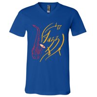 Jazz Saxophone For Jazz Music Lover Sax Musician Great Gift V-Neck T-Shirt