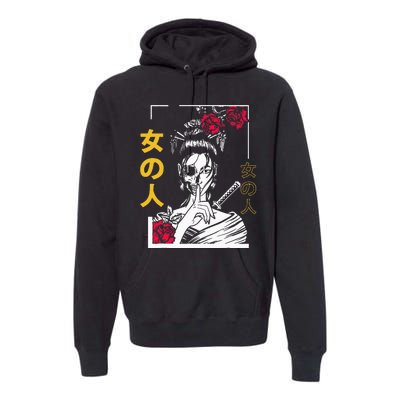 Japanese Samurai Floral Warrior Geisha Tokyo Anime Premium Hoodie