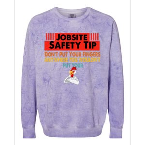 Jobsite Safety funny Tip Don't Put Your Fingers retro design Colorblast Crewneck Sweatshirt