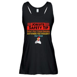 Jobsite Safety funny Tip Don't Put Your Fingers retro design Ladies Essential Flowy Tank