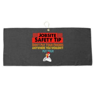 Jobsite Safety funny Tip Don't Put Your Fingers retro design Large Microfiber Waffle Golf Towel