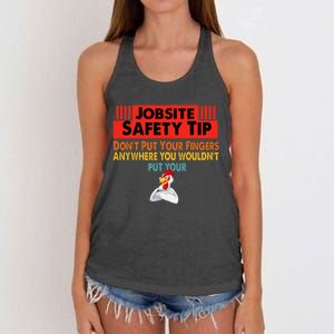 Jobsite Safety funny Tip Don't Put Your Fingers retro design Women's Knotted Racerback Tank