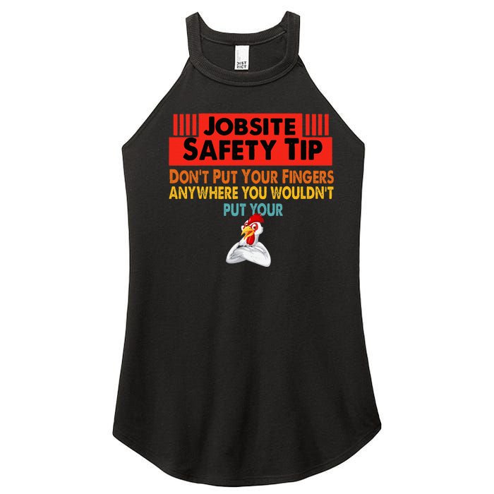 Jobsite Safety funny Tip Don't Put Your Fingers retro design Women's Perfect Tri Rocker Tank