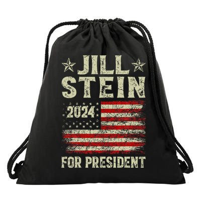 Jill Stein For President 2024 Green Party USA Flag Vintage  Drawstring Bag