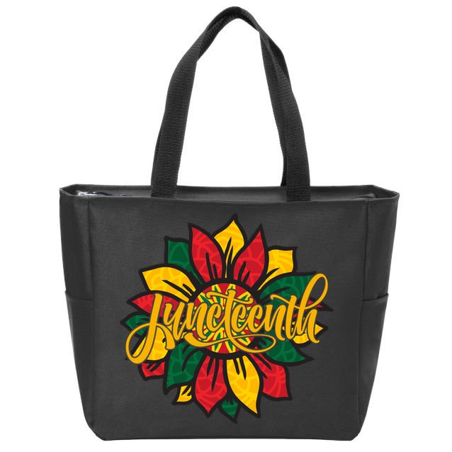 Juneteenth Sunflower Festive Zip Tote Bag