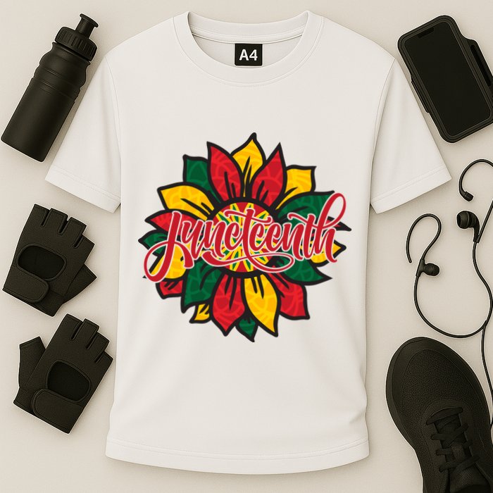 Juneteenth Sunflower Festive Cooling Performance Crew T-Shirt