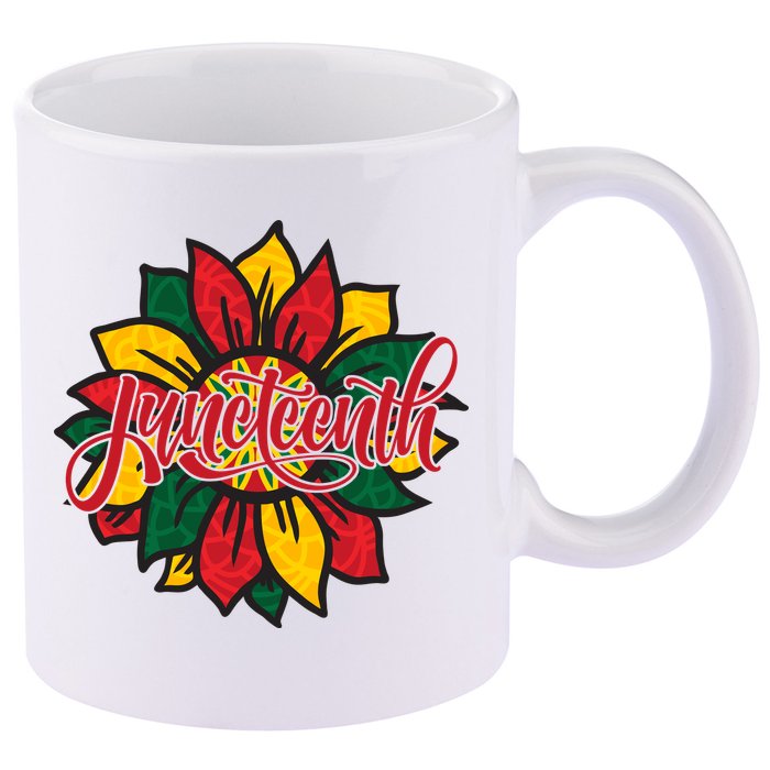 Juneteenth Sunflower Festive 11oz C Handle Ceramic Mug