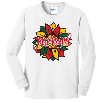 Juneteenth Sunflower Festive Kids Long Sleeve Shirt