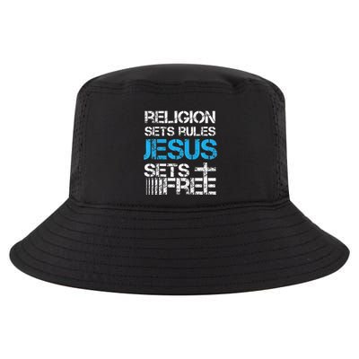Jesus Sets Free Religion Sets Rules Christian Premium Cool Comfort Performance Bucket Hat