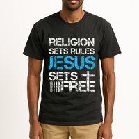 Jesus Sets Free Religion Sets Rules Christian Premium Tall T-Shirt
