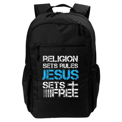 Jesus Sets Free Religion Sets Rules Christian Premium Backpack