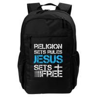 Jesus Sets Free Religion Sets Rules Christian Premium Backpack