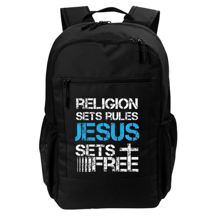 Jesus Sets Free Religion Sets Rules Christian Premium Backpack