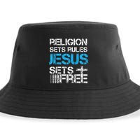Jesus Sets Free Religion Sets Rules Christian Premium Sustainable Bucket Hat