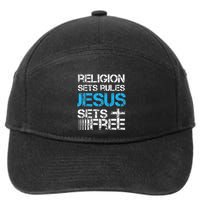 Jesus Sets Free Religion Sets Rules Christian Premium 7-Panel Snapback Hat