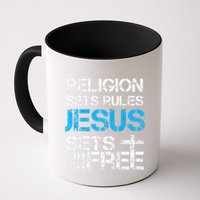 Jesus Sets Free Religion Sets Rules Christian Premium Mug