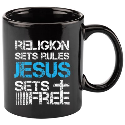 Jesus Sets Free Religion Sets Rules Christian Premium 11oz C Handle Ceramic Mug