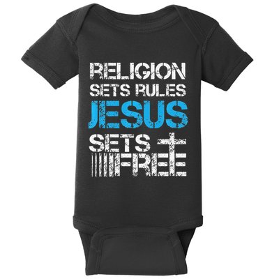 Jesus Sets Free Religion Sets Rules Christian Premium Baby Bodysuit