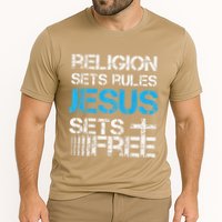 Jesus Sets Free Religion Sets Rules Christian Premium Performance Shirt